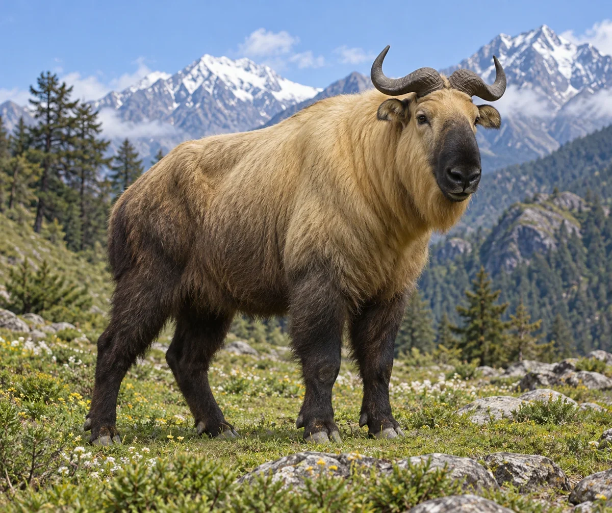 AI interpretation of the takin creation legend. Appearance imagined.