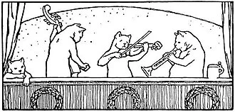 Enchanted cat and feline musicians, Otto Ubbelohde,1909