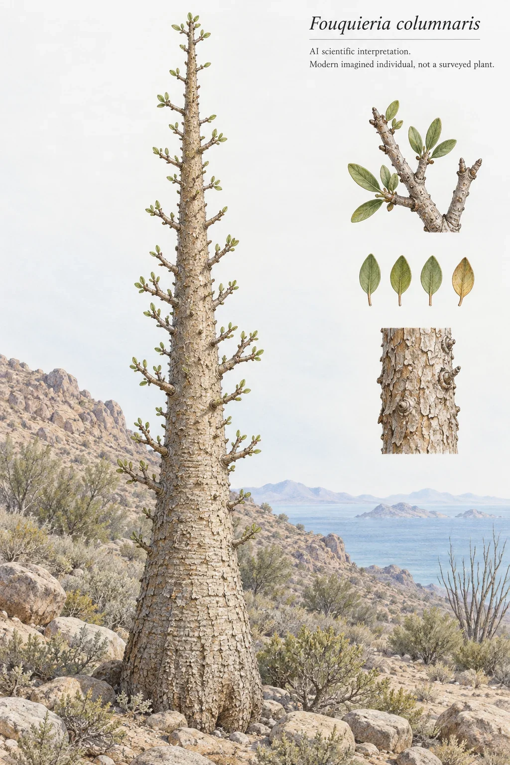 AI scientific interpretation of Fouquieria columnaris.