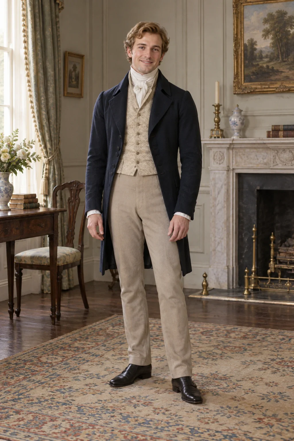 Imagined Charles Bingley in a quiet original-novel portrait.