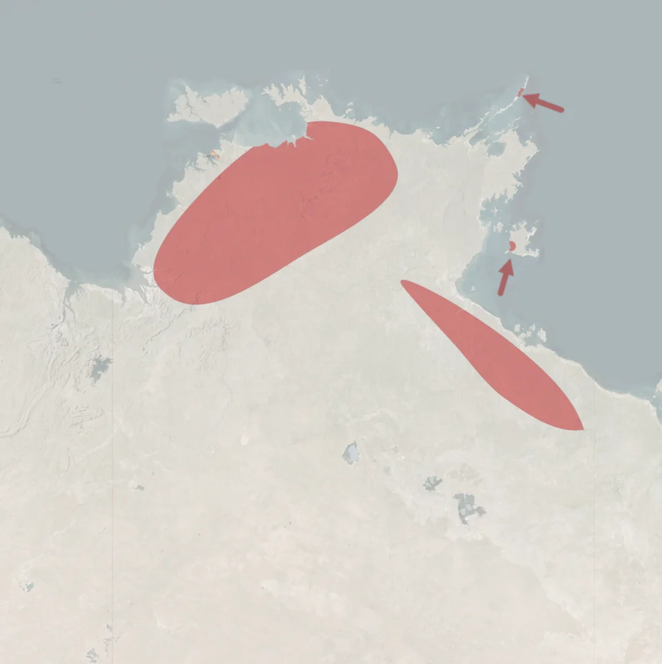 IUCN range map of the Sandstone False Antechinus