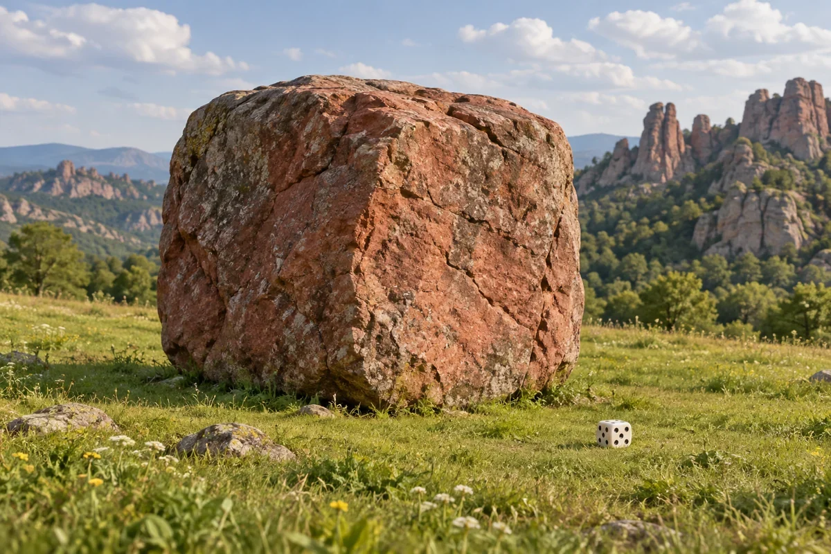 AI metaphor for Marko’s stone-die belief. Boulder imagined.
