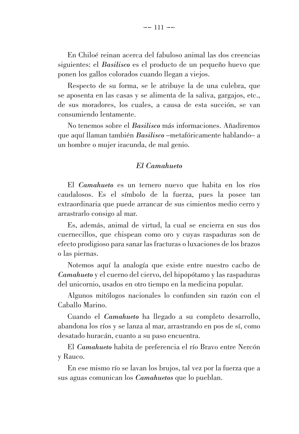 basilisco-chilote, named printed passage in Cavada museum edition, page111; documentary source-page facsimile