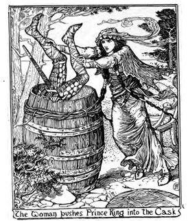Ring’s stepmother in her human disguise pushes Prince Ring into a barrel, Henry Justice Ford, 1894