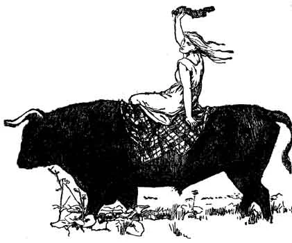 Girl riding the Black Bull of Norroway, Batten