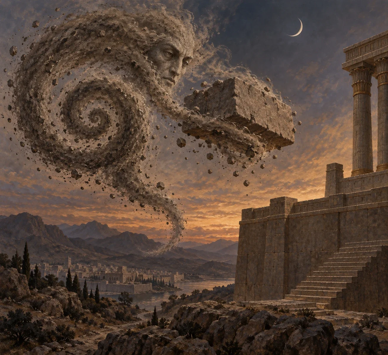 Tephras - AI-generated imagined folklore illustration.