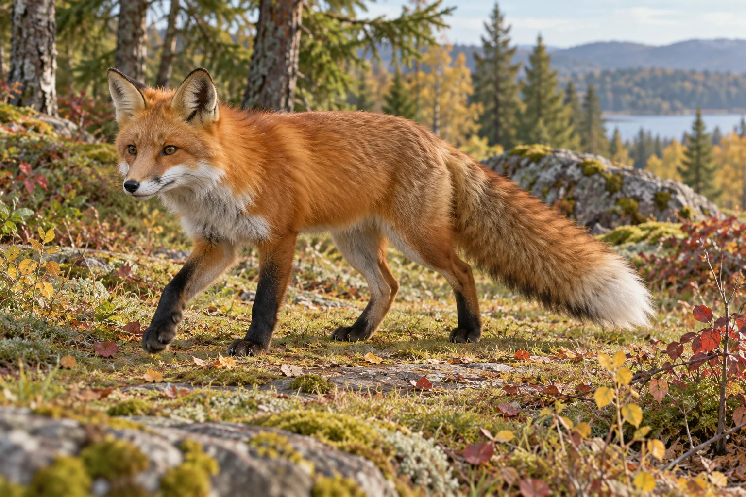 Complete red fox.