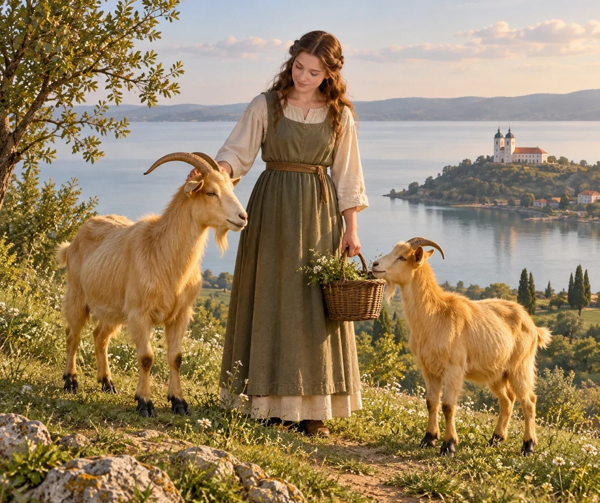 AI interpretation of the golden-goat motif. Figures imagined.
