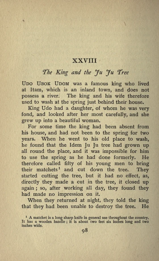 Idem Ju Ju Tree (Itam tale),1910 historical printed text witness, page98; documentary source-page facsimile