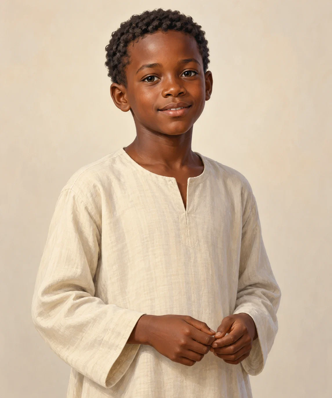 Interpretive portrait of Akwoch as a boy