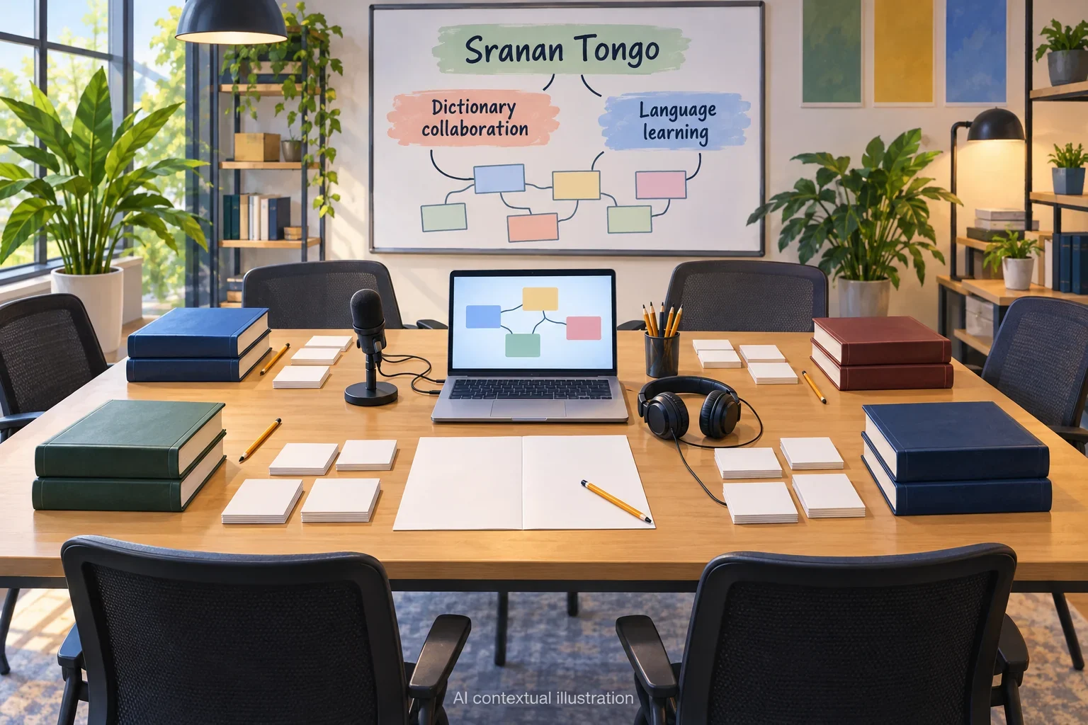 AI concept of Sranan Tongo dictionary collaboration and language learning.