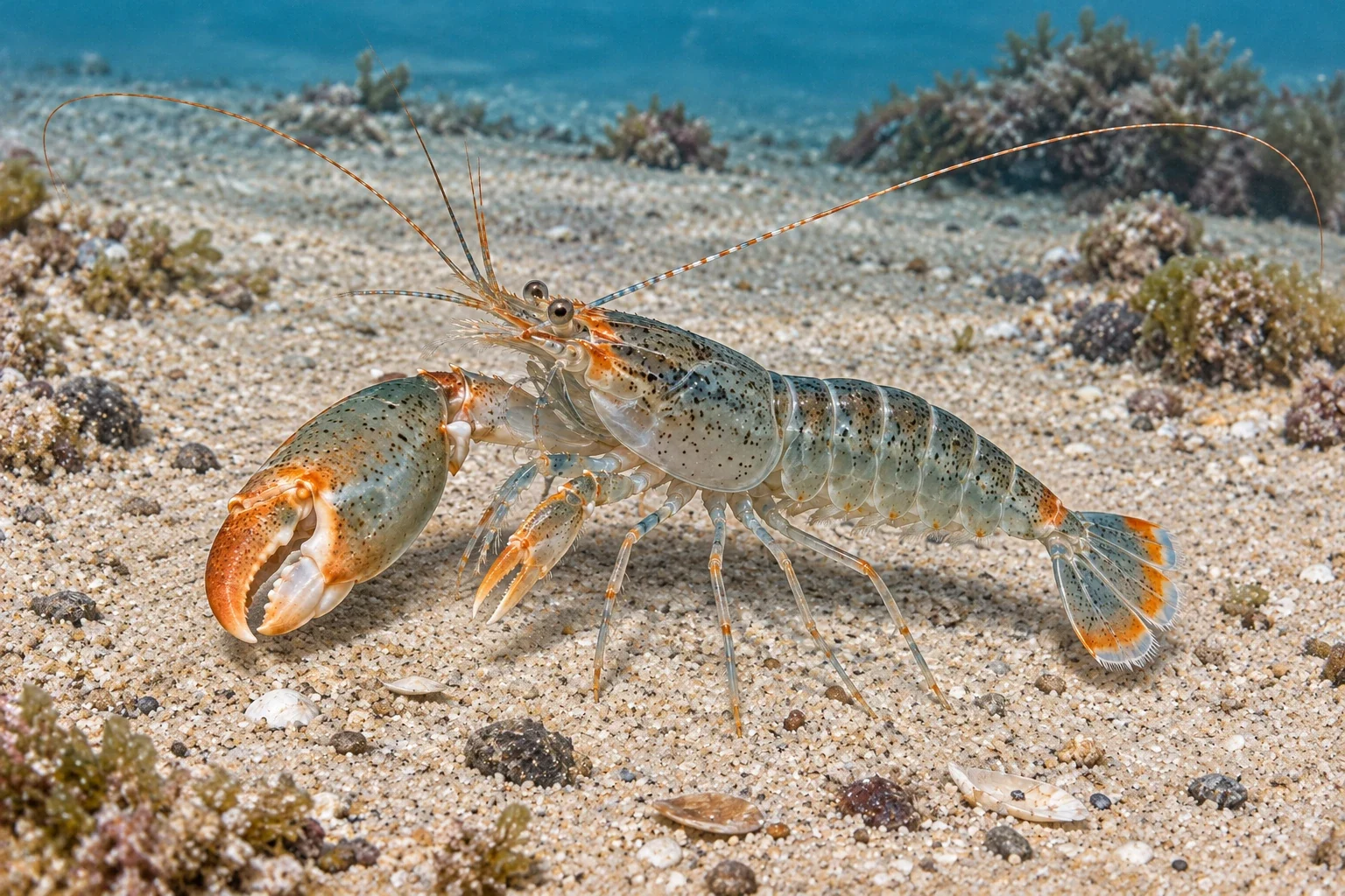 Modern AI interpretation of bigclaw snapping shrimp.