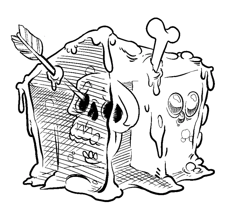 Original illustration of a gelatinous cube