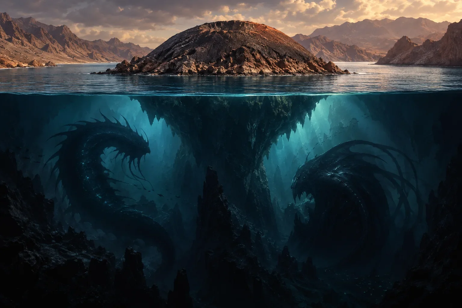 AI imagined marine demons beneath Goubet island.