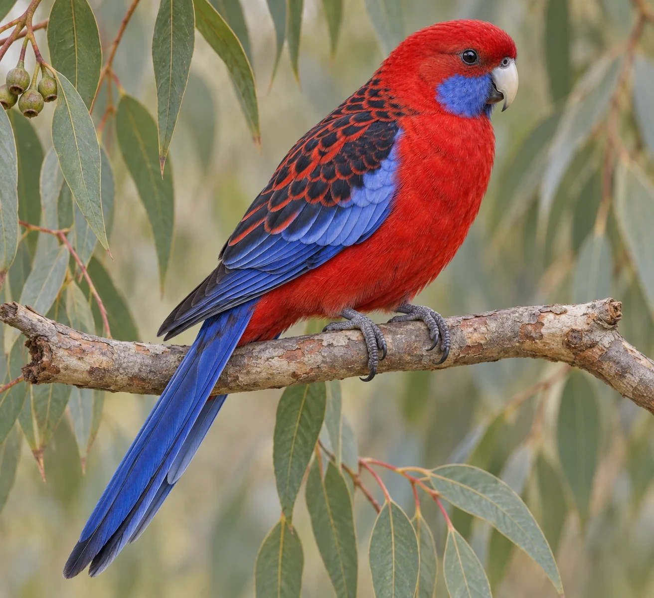 Modern AI interpretation of selected crimson adult rosella.