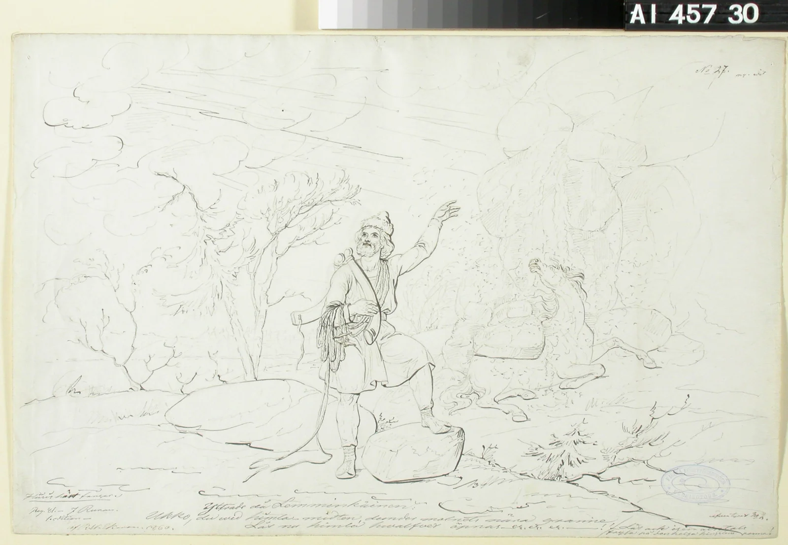 Hiisi’s fire-horse in Robert Wilhelm Ekman’s Lemminkäinen ja Hiiden hevonen (1860)