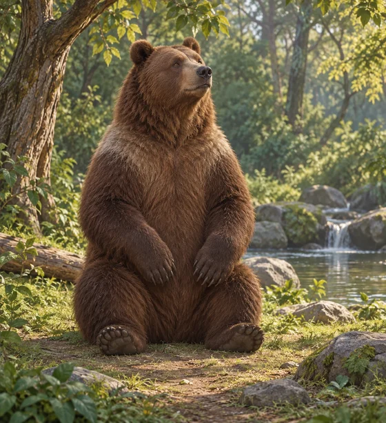 Imagined Baloo sits on his haunches during the search for Kaa.