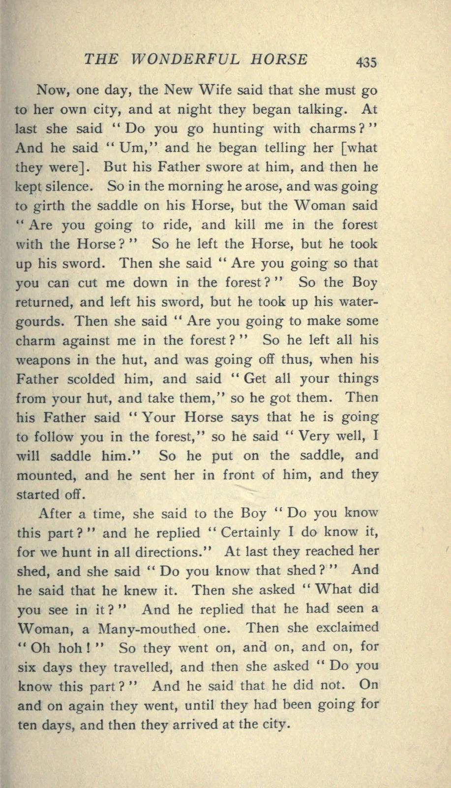 Wonderful Horse in the Hausa Hunter Tale:1913 documentary text page435; documentary source-page facsimile