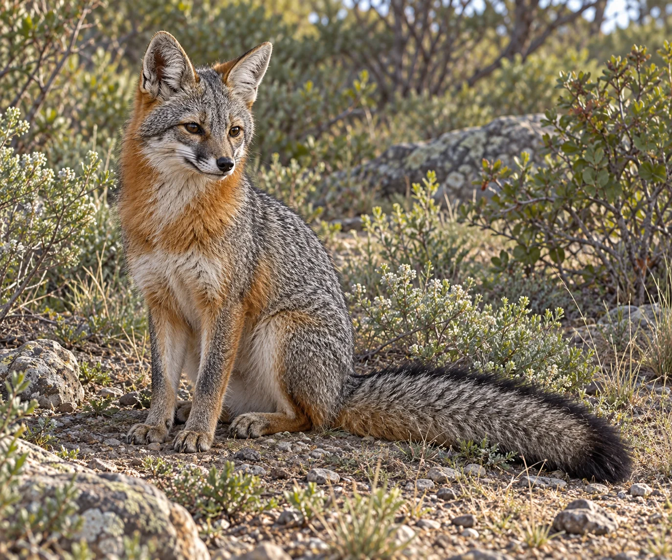 Complete gray fox.