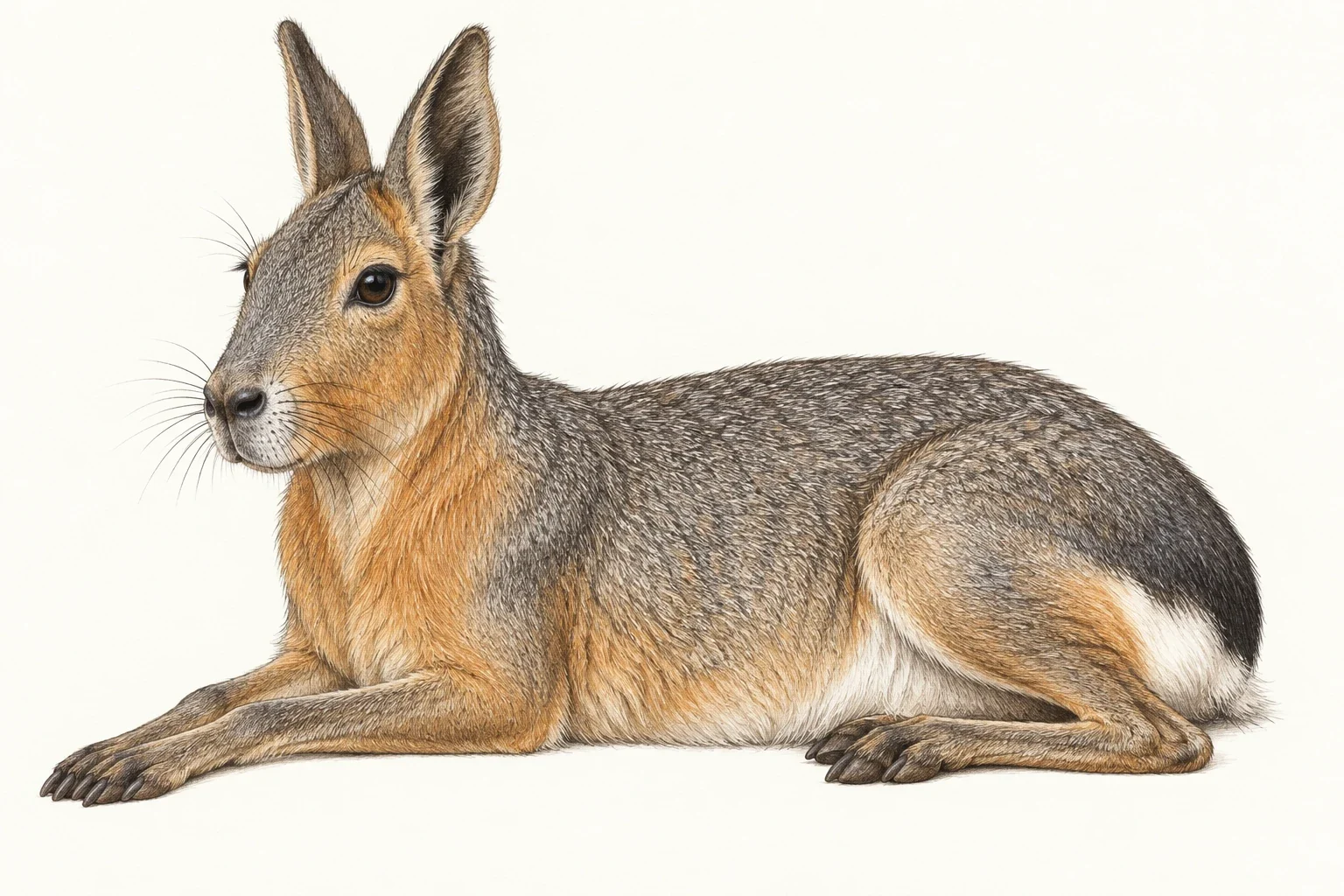 AI interpretation: complete reclining Patagonian mara.