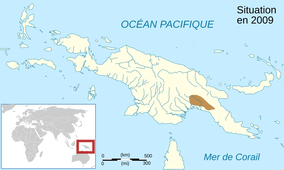 Aire de répartition de l'espèce d'amphibien fr:Austrochaperina guttata