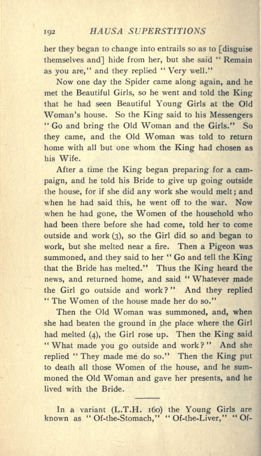 Bull-entrail Maidens in the Hausa Tale:1913 documentary text page192; documentary source-page facsimile