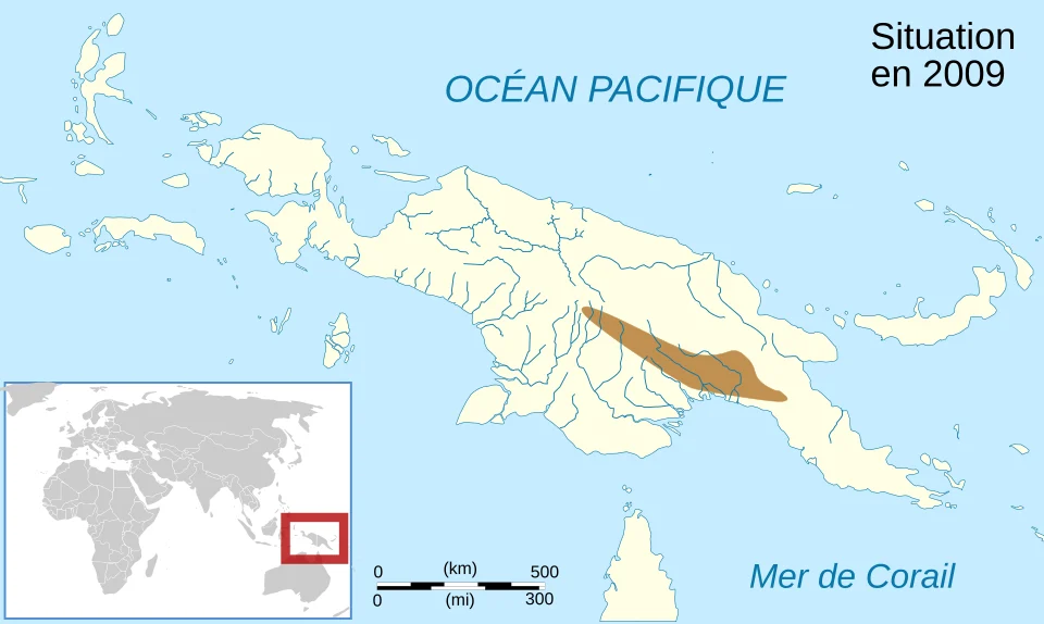 Aire de répartition de l'espèce d'amphibien Callulops slateri