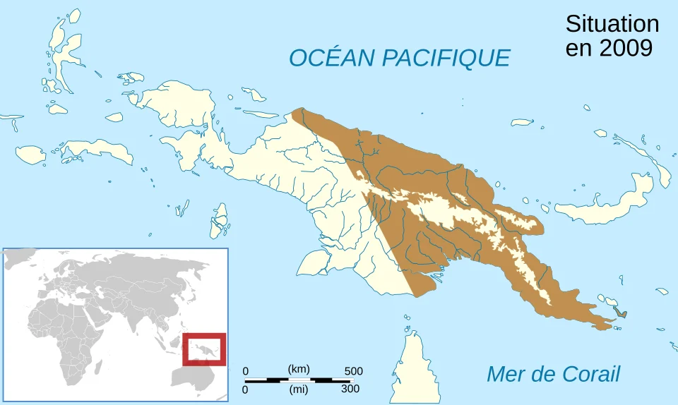 Aire de répartition de l'espèce d'amphibien Mantophryne lateralis