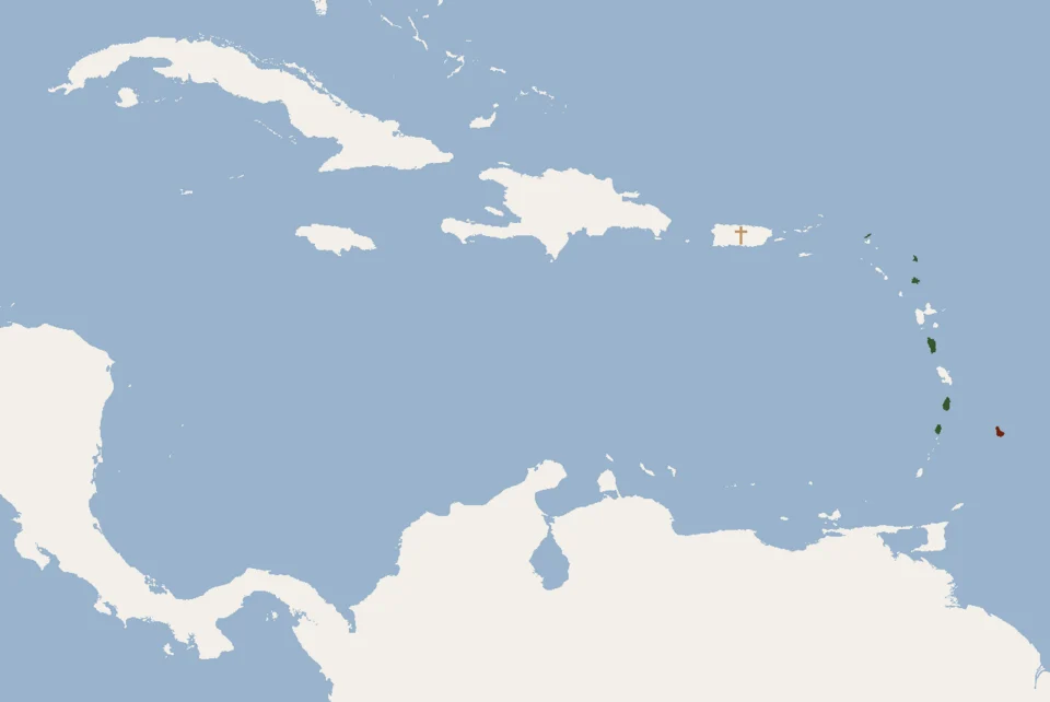 Geographical distridution of Monophyllus plethodon according to Museum specimens