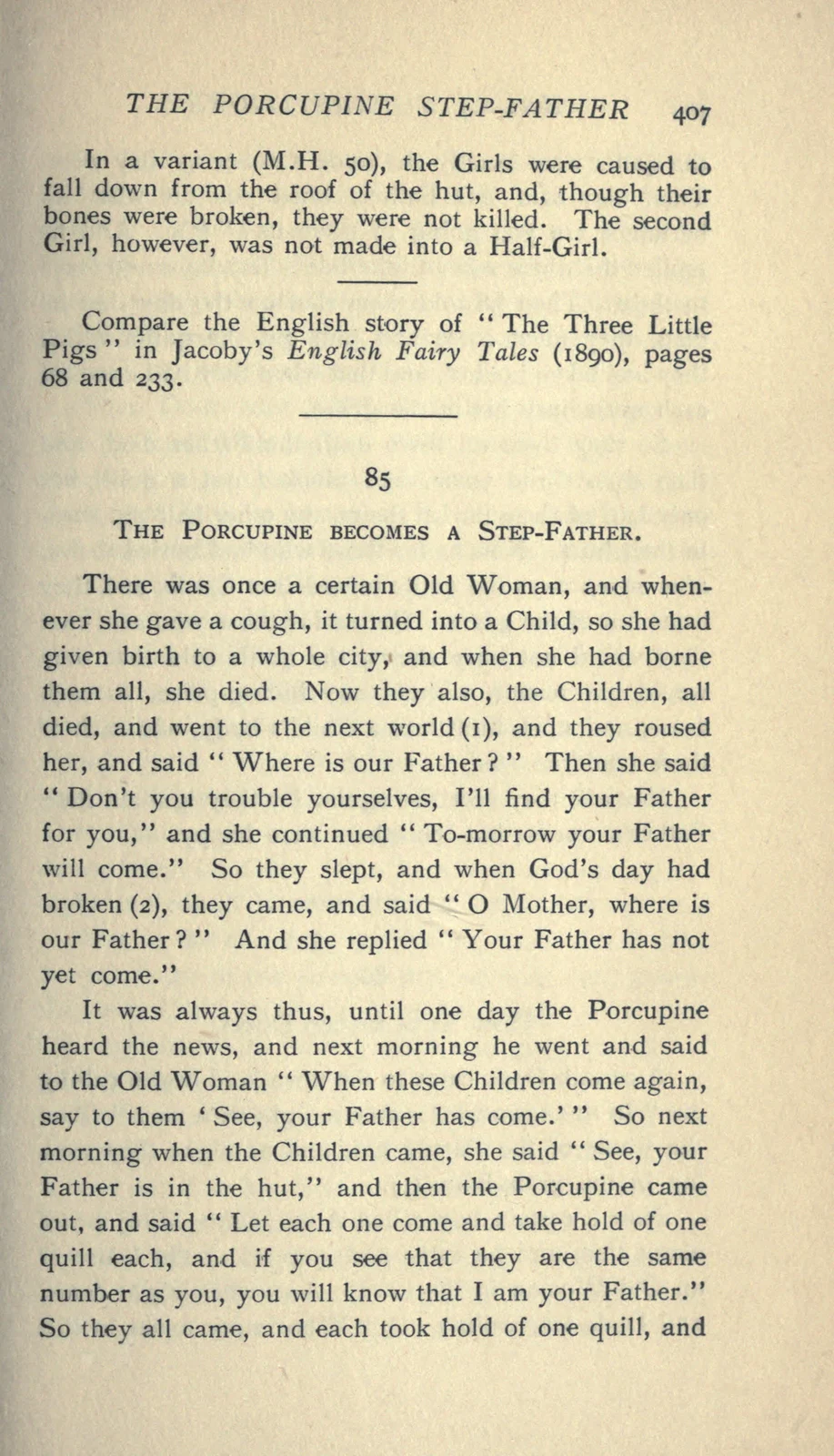 Porcupine Stepfather in the Hausa Afterlife Tale:1913 documentary text page407; documentary source-page facsimile