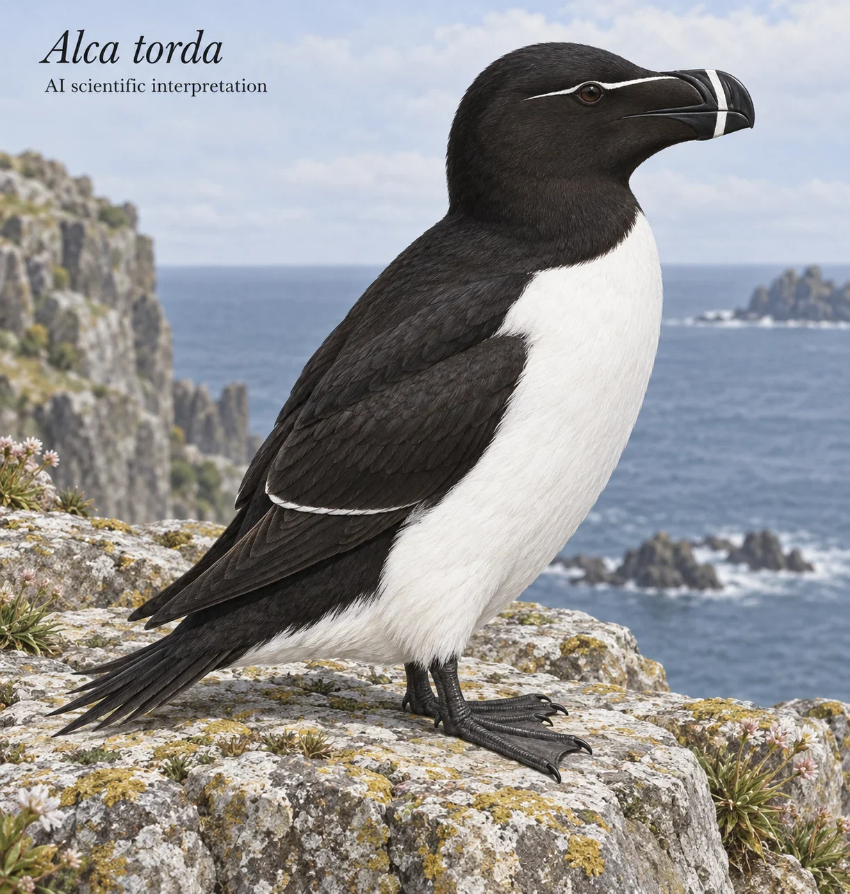 AI scientific interpretation of Alca torda.