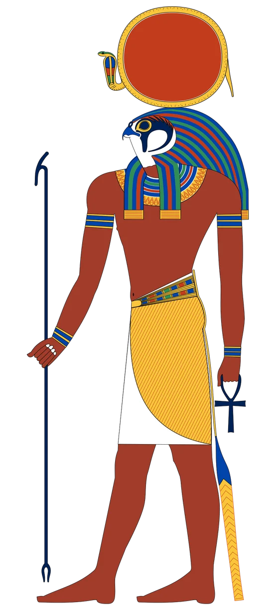 Ra-Horakhty, the combined form of Ra and Horus, modern vector illustration
