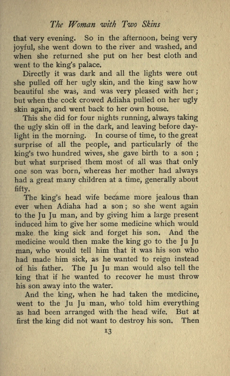 Adiaha (Woman with Two Skins),1910 historical printed text witness, page13; documentary source-page facsimile