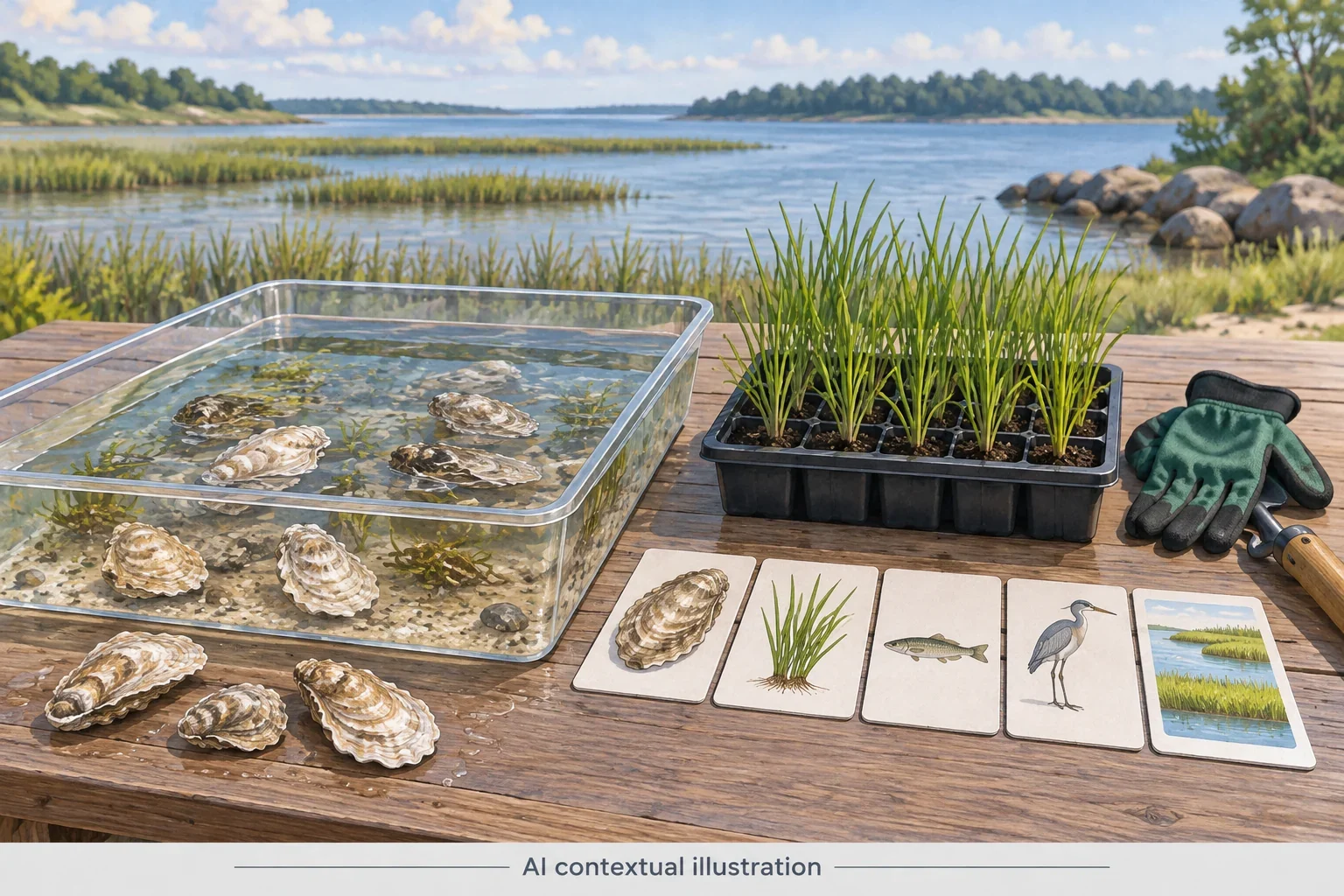 Imagined coastal restoration and public learning display.