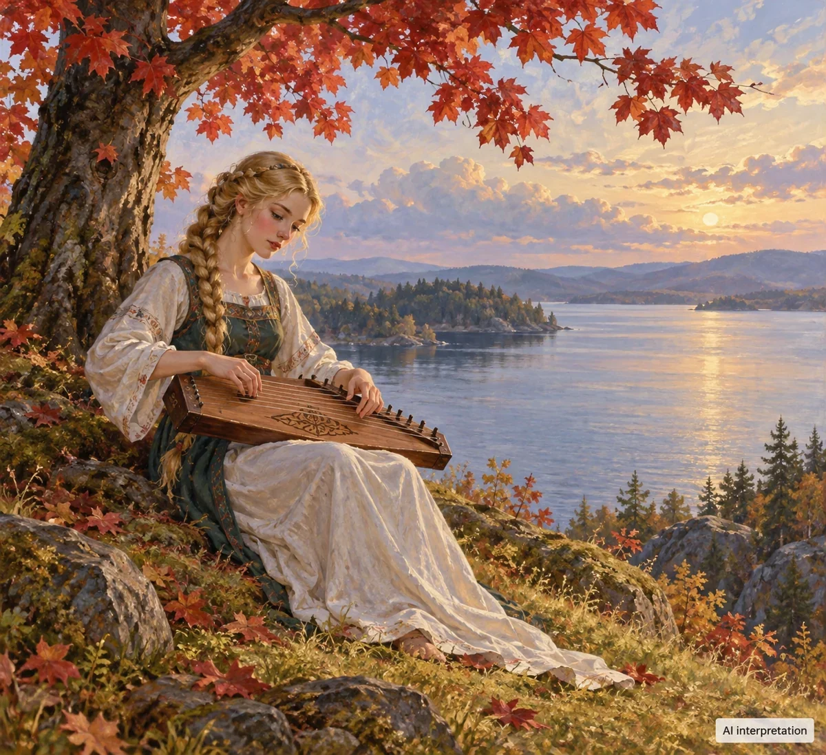 AI interpretation of Nara’s lakeside music. Clothing and instrument imagined.