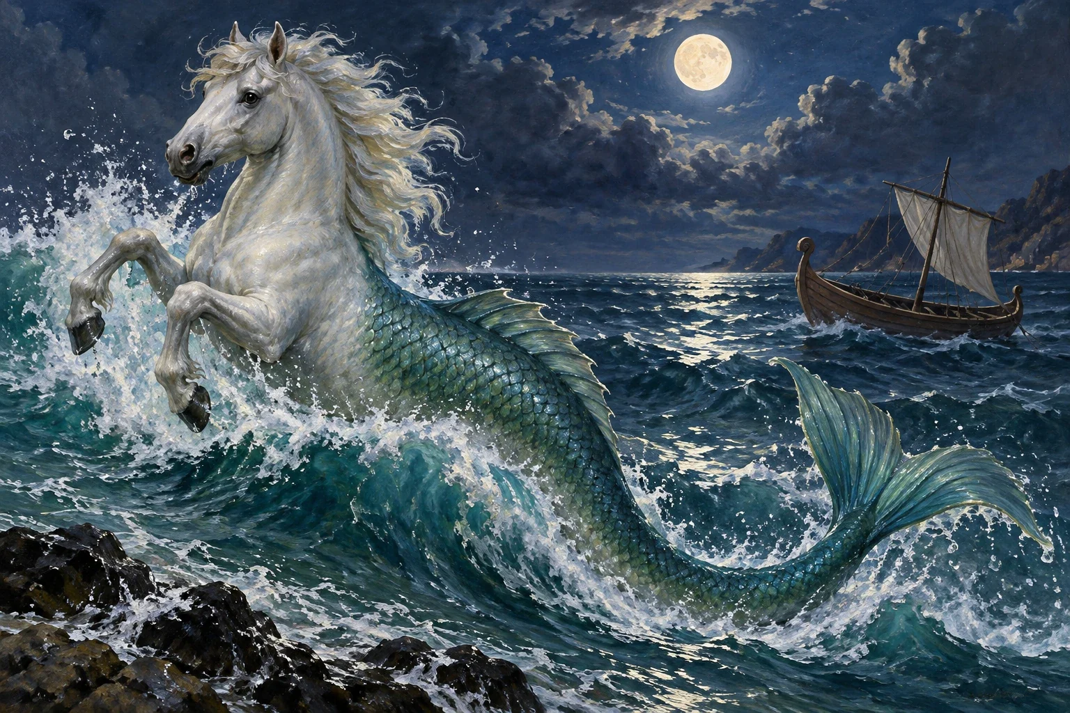 Kunospaston - AI-generated imagined folklore illustration.