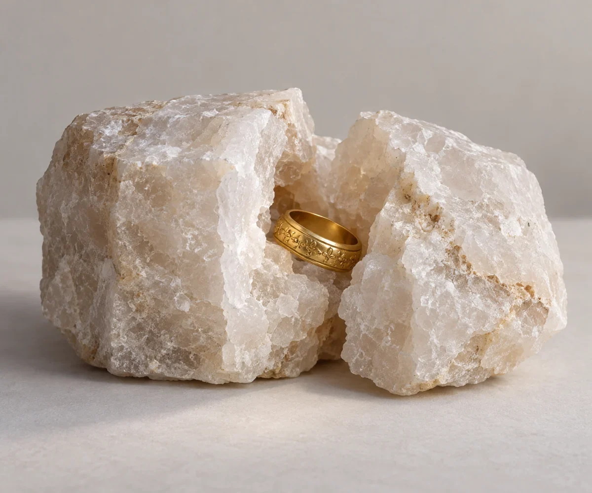 AI interpretation of the ring-in-salt motif. Objects imagined.