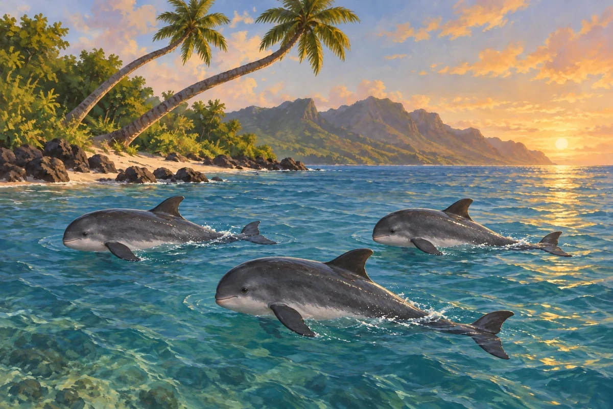 AI interpretation: imagined members of Arihi’s company as porpoises after Tafaʻi’s transformation.
