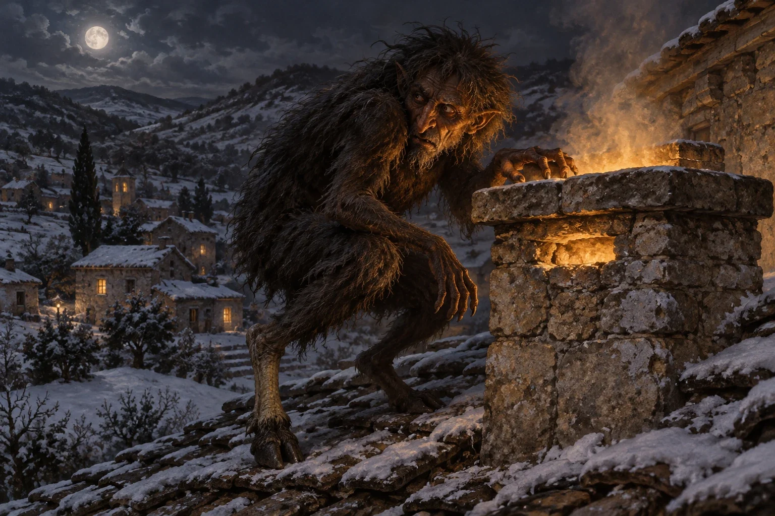 Kallikantzaroi - AI-generated imagined folklore illustration.