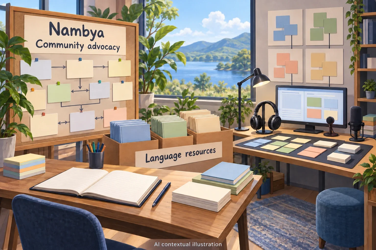 AI concept of Nambya language advocacy and collaborative learning resources.