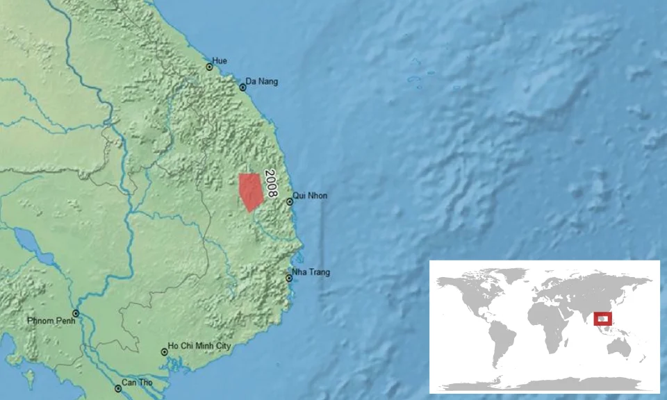 geographic distribution of Leptobrachium xanthospilum