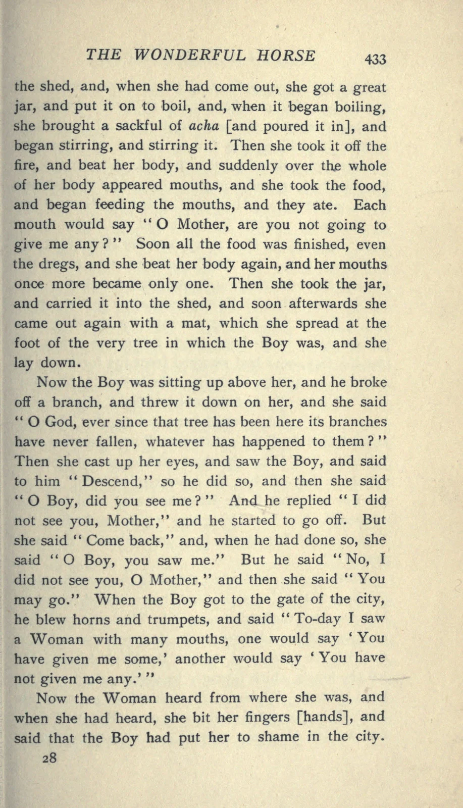 Many-mouthed Woman in the Hausa Hunter Tale:1913 documentary text page433; documentary source-page facsimile