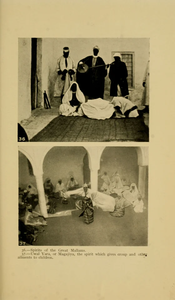 Nana Magajiya/Uwal Yara enacted by human participants in photograph37, The Ban of the Bori, 1914