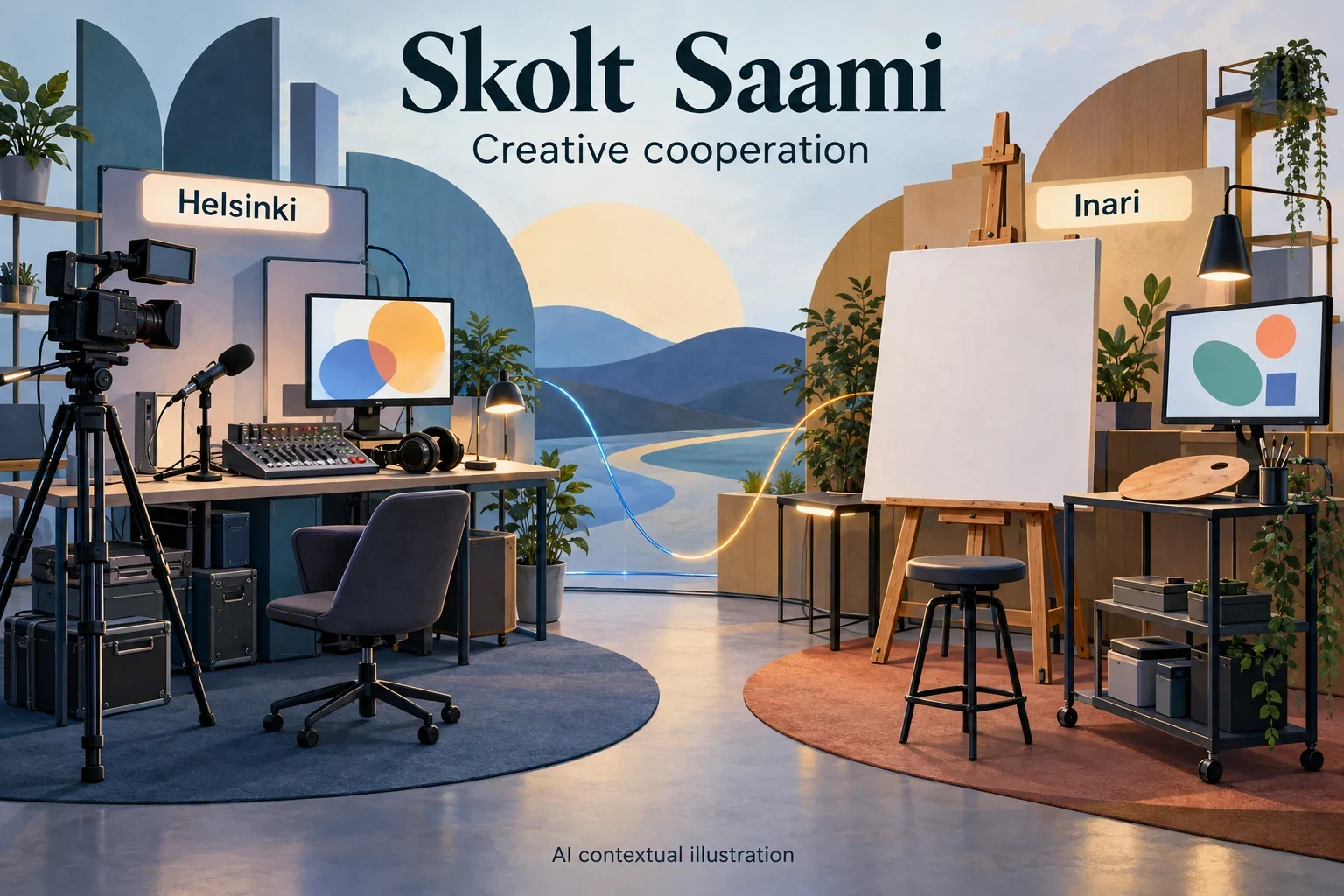 AI concept of Skolt Saami creative cooperation in Helsinki and Inari.