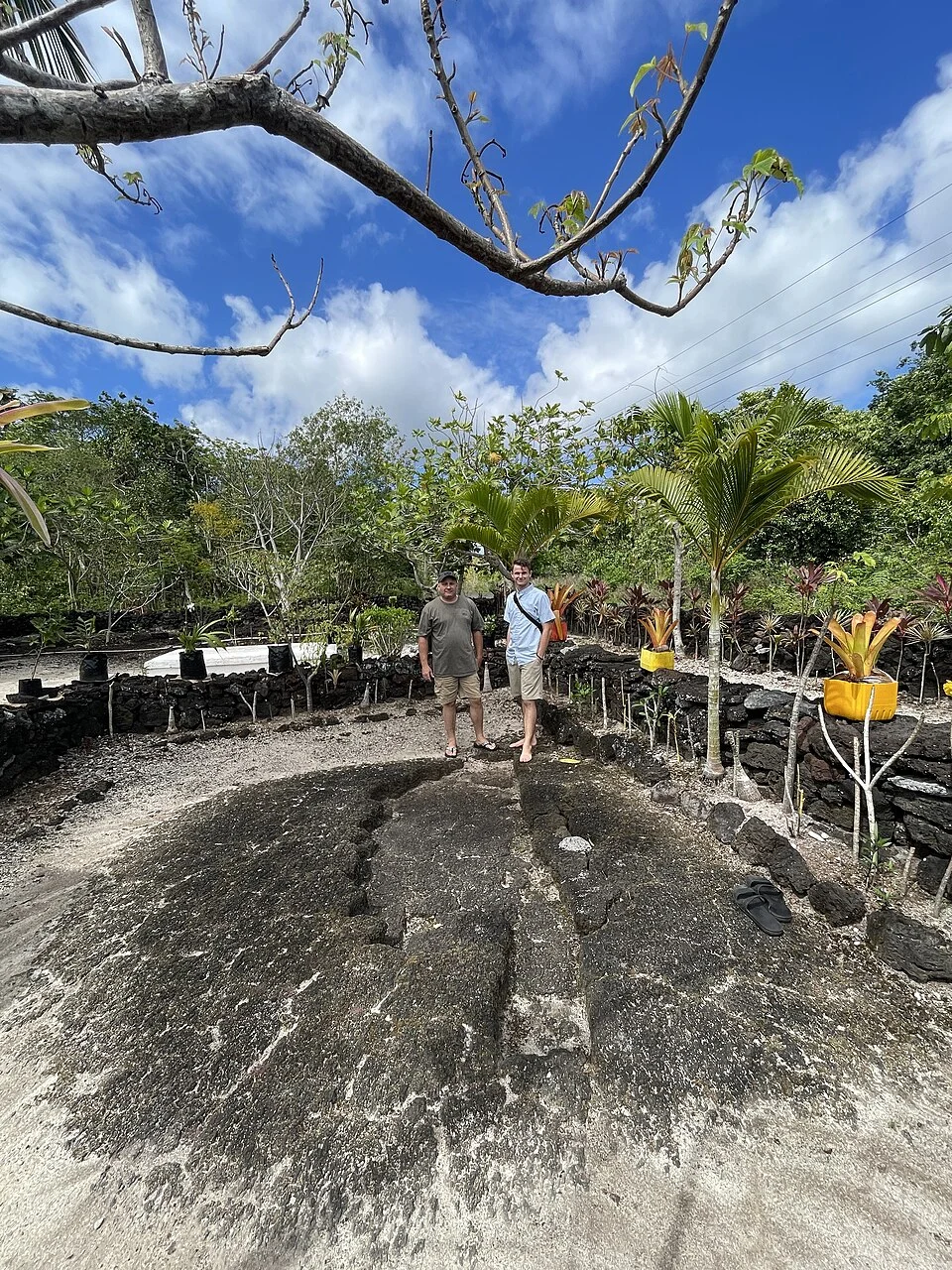 Moso's Footprint, named lava formation on Savai'i, with visitors