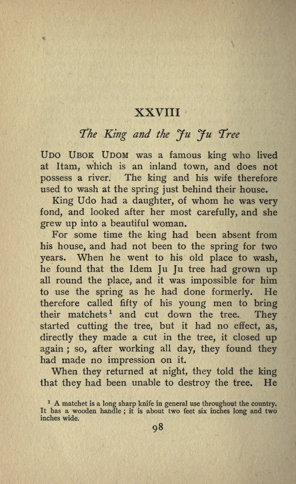 Idem Ju Ju Tree (Itam tale),1910 historical printed text witness, page98; documentary source-page facsimile