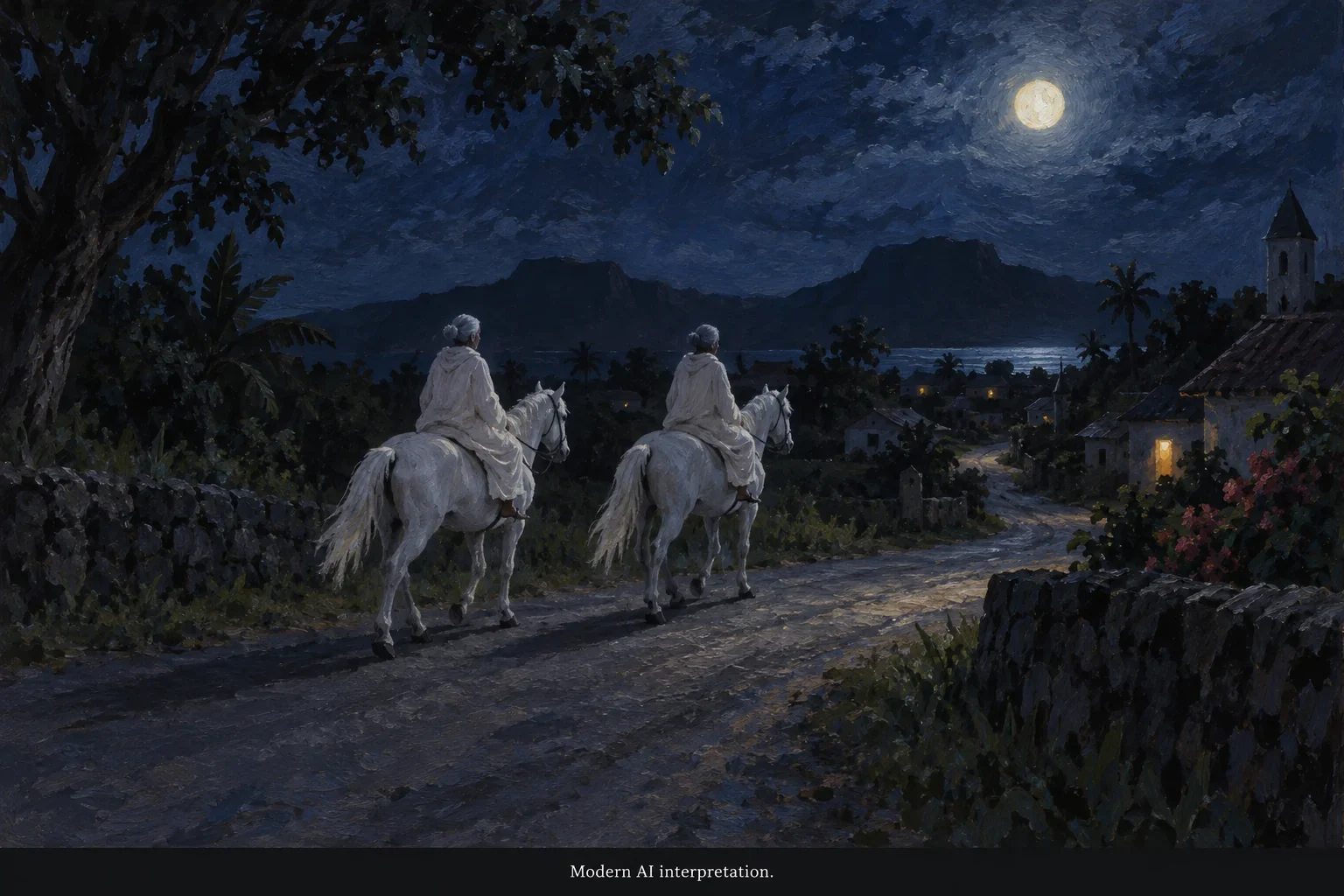 AI interpretation of Lallmatie’s white riders.