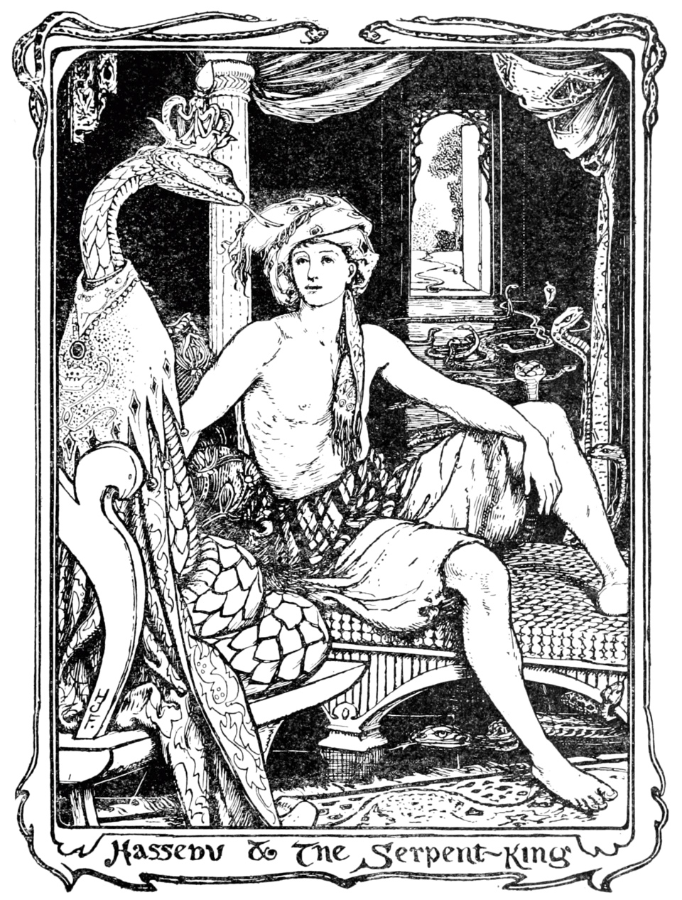 Hassebu and the Serpent-King, Henry Justice Ford illustration