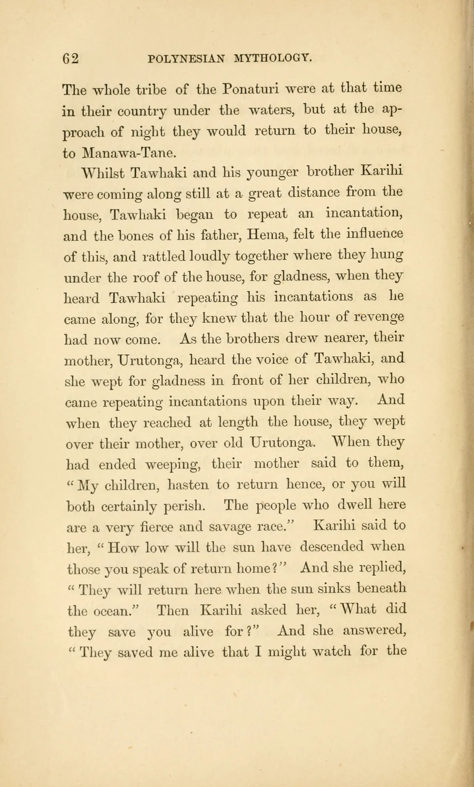 Ponaturi in The Legend of Tawhaki, historical printed chapter opening; documentary source-page facsimile