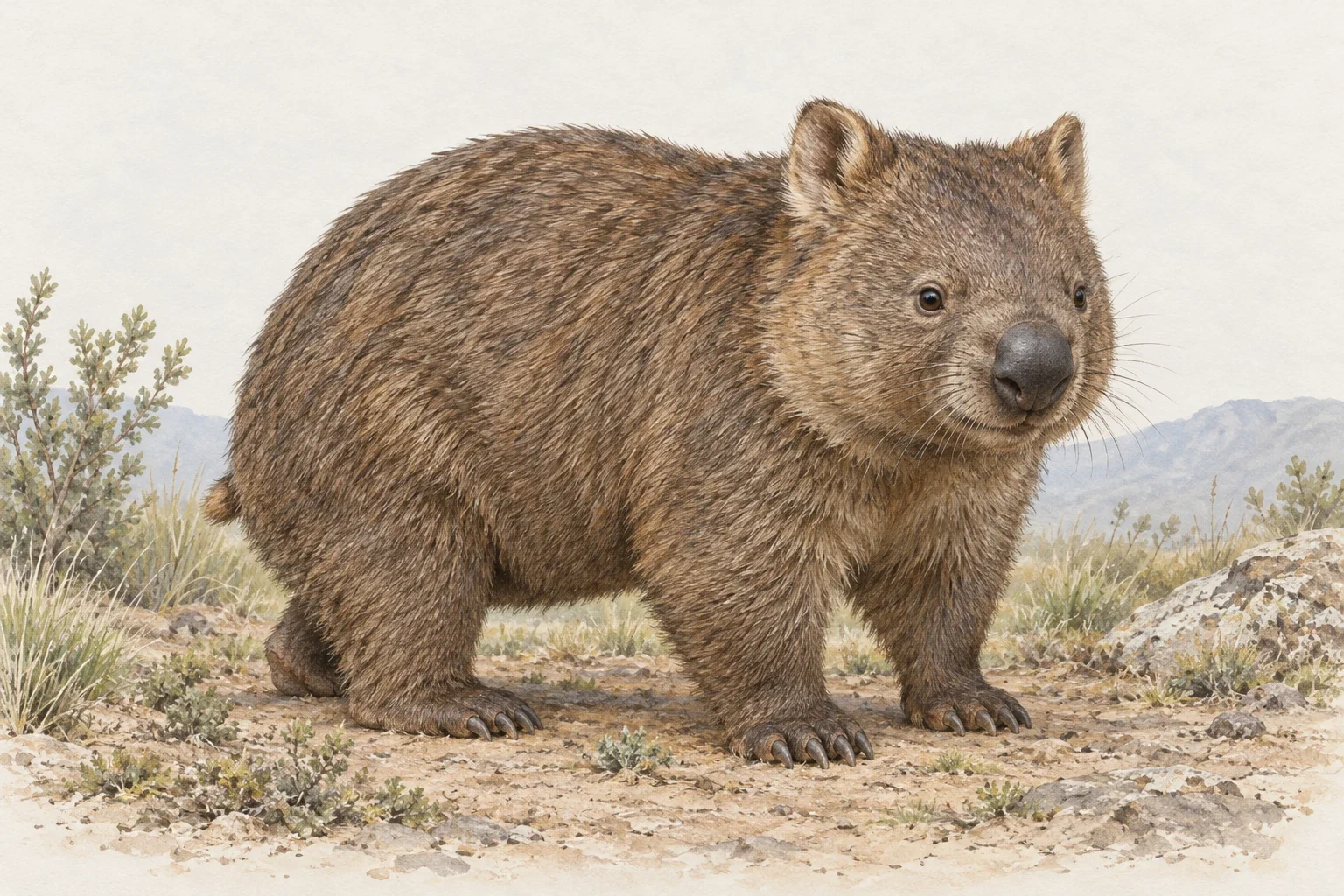 Bare-nosed wombat - AI-generated scientific interpretation.
